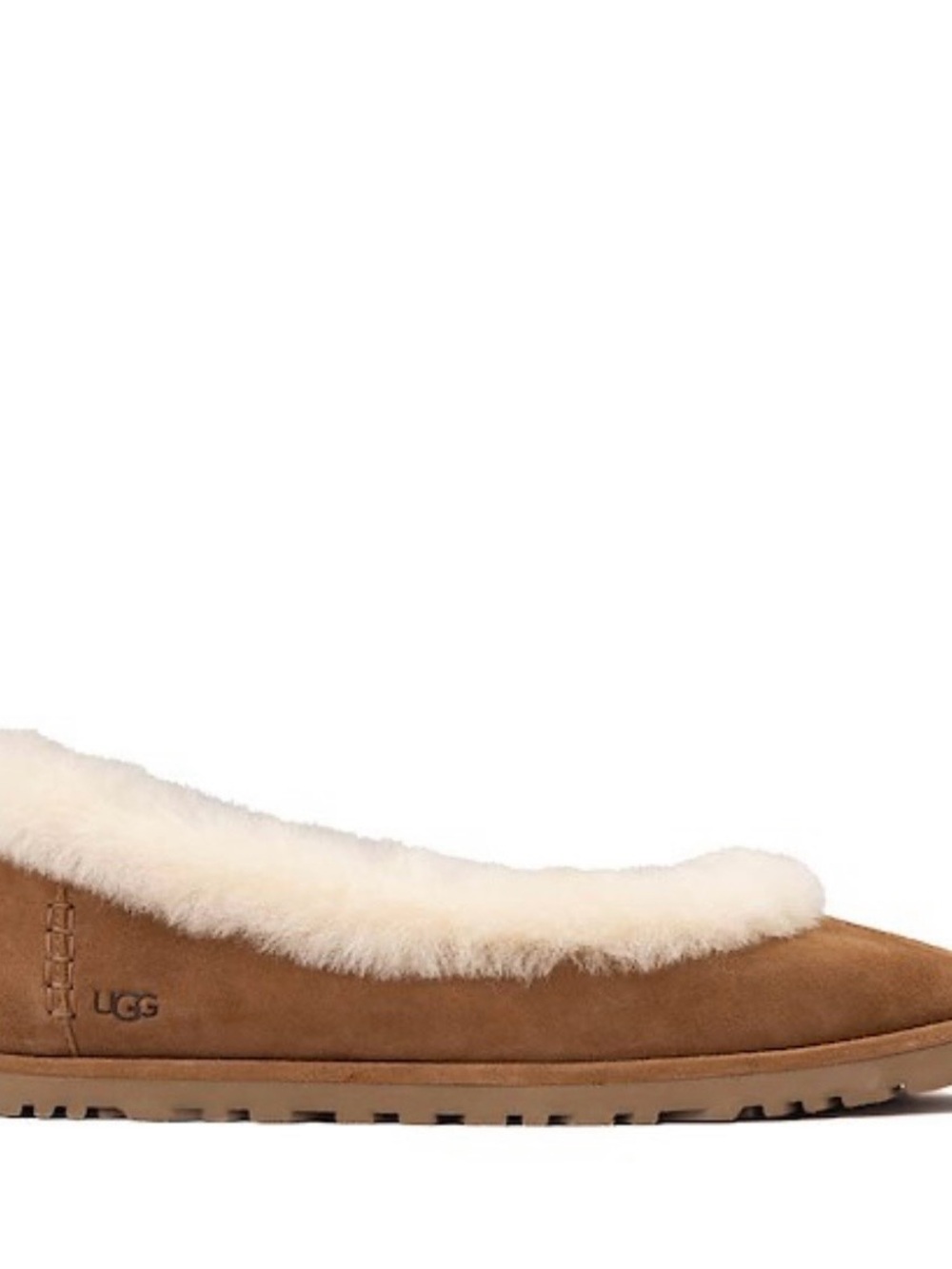 UGG Women's Chestnut Zora Ballet Flat with Cream Shearling
